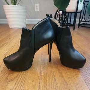 ZARA Lady Gaga Fall black leather stiletto boots booties US 9